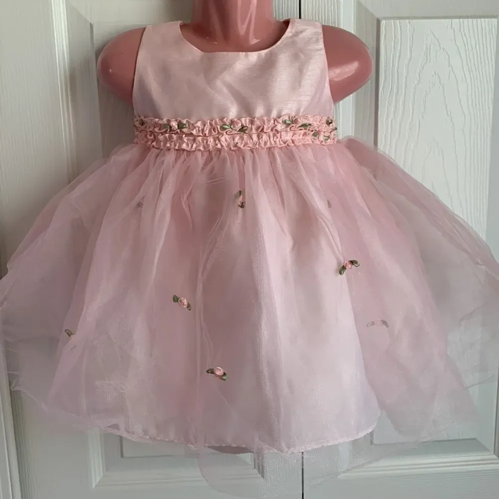 Fashion Baby Girls Sleeveless Formal Special Occasion Dress 2-pc Set 12 mos